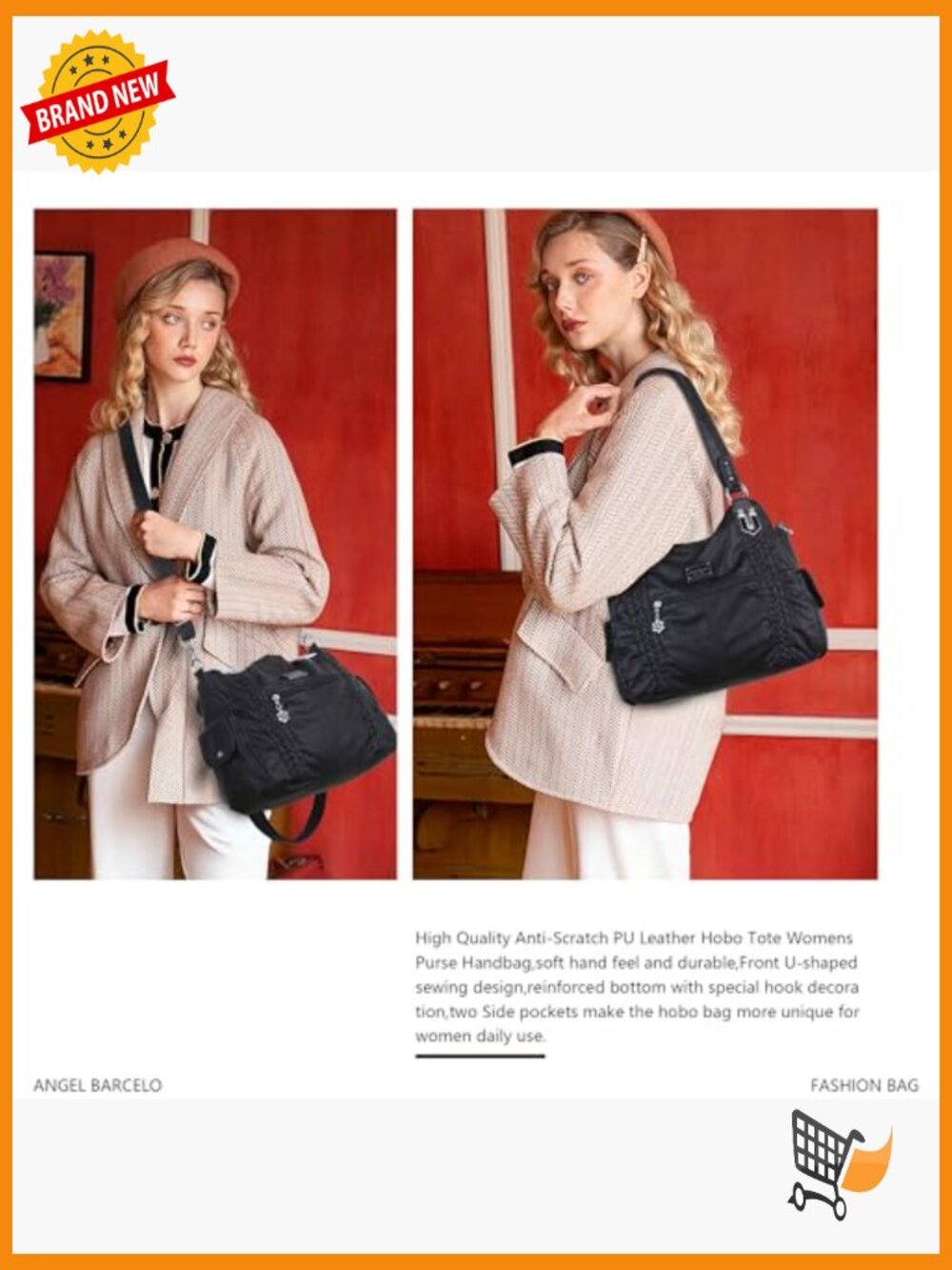 Soft PU Leather Hobo Tote Shoulder Crossbody Bag Large - Picture 2 of 7